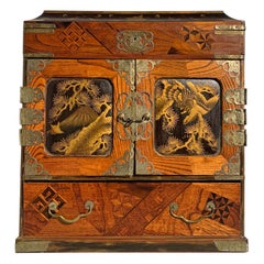 Japanese Lacquer and Marquetry Jewelry or Collector Chest, Meiji Period, Japan