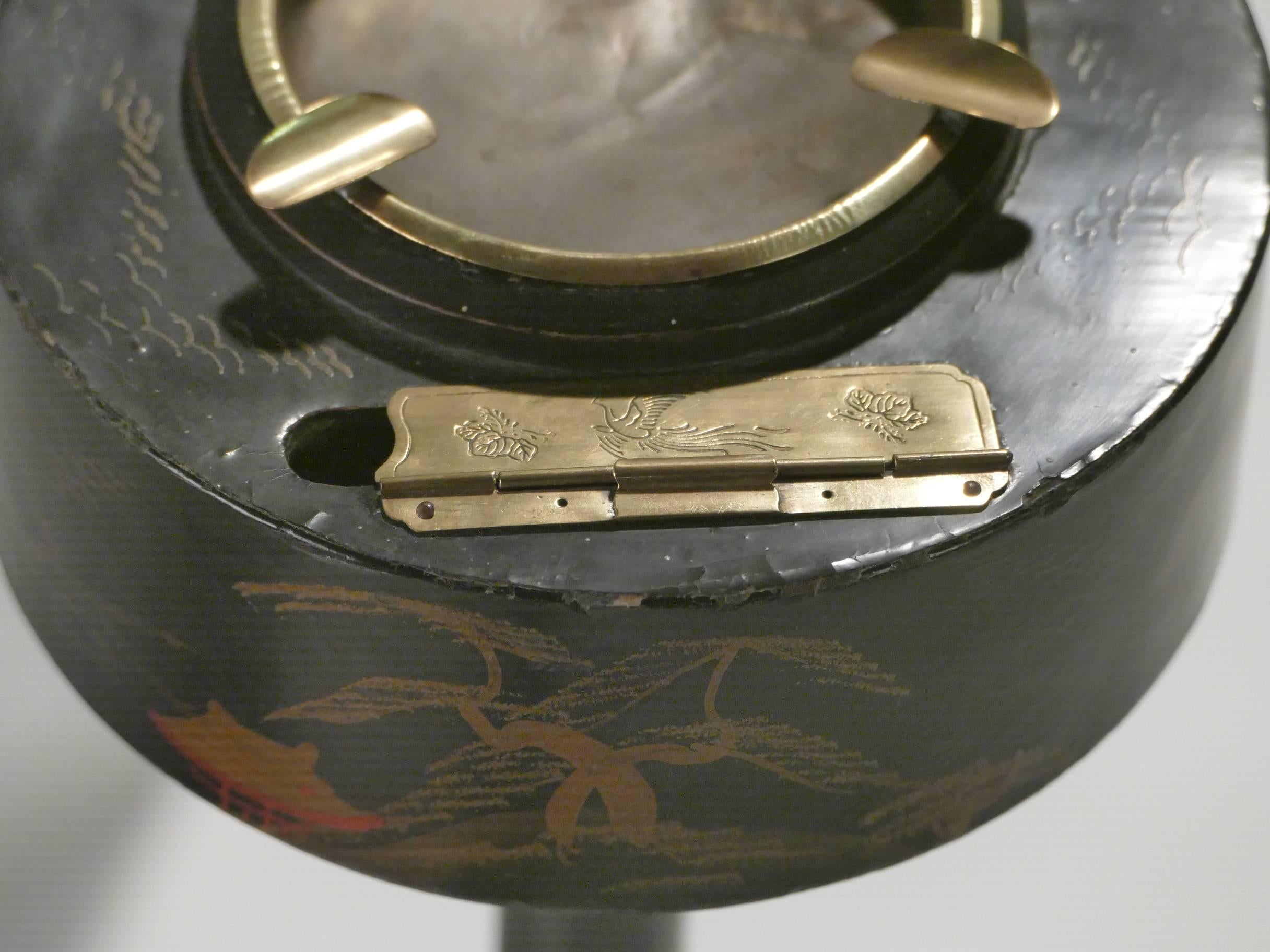 Brass Japanese Lacquer Ashtray Stand, 1960s