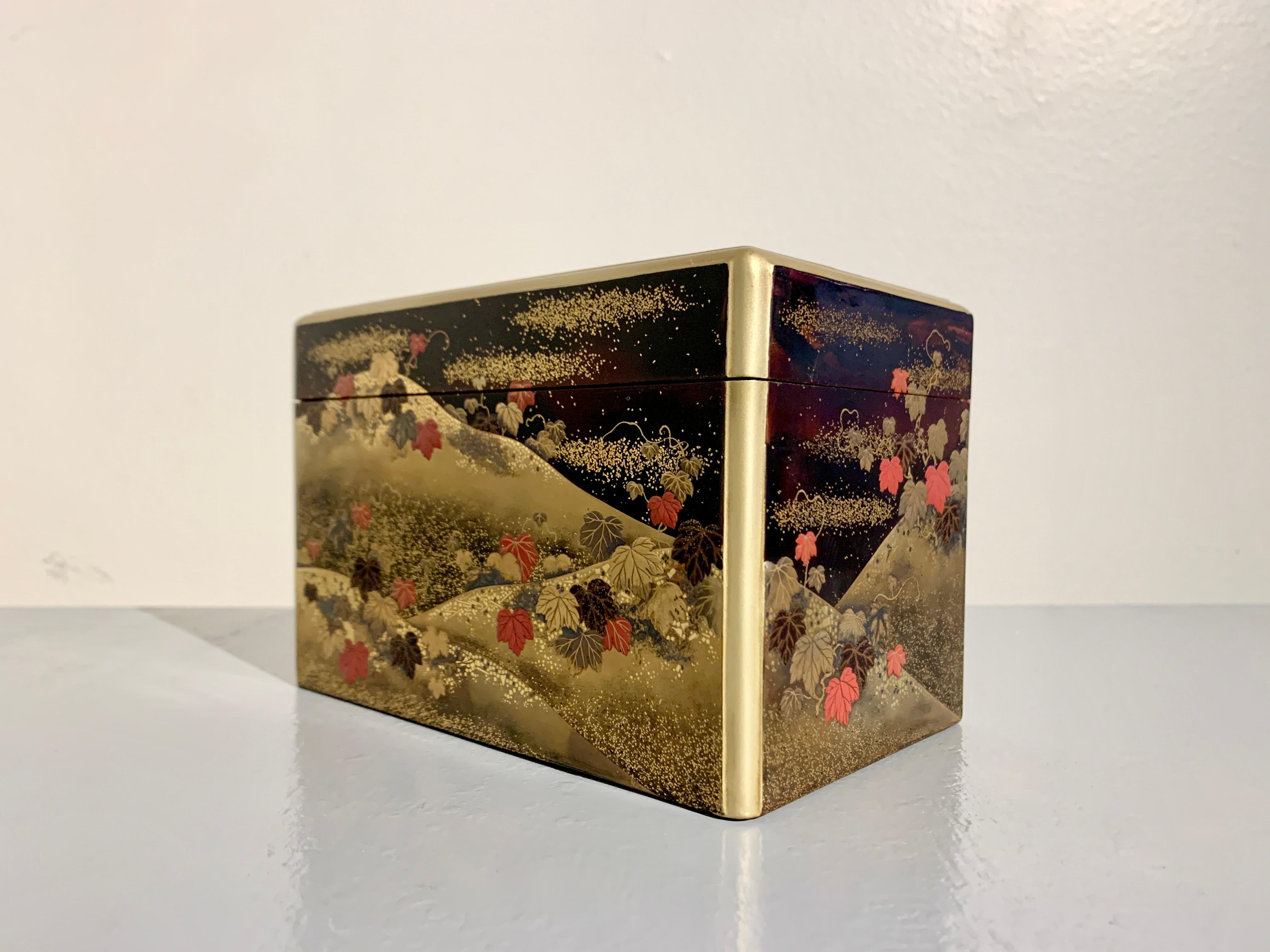 Hand-Painted Japanese Lacquer Box, Kobako, 