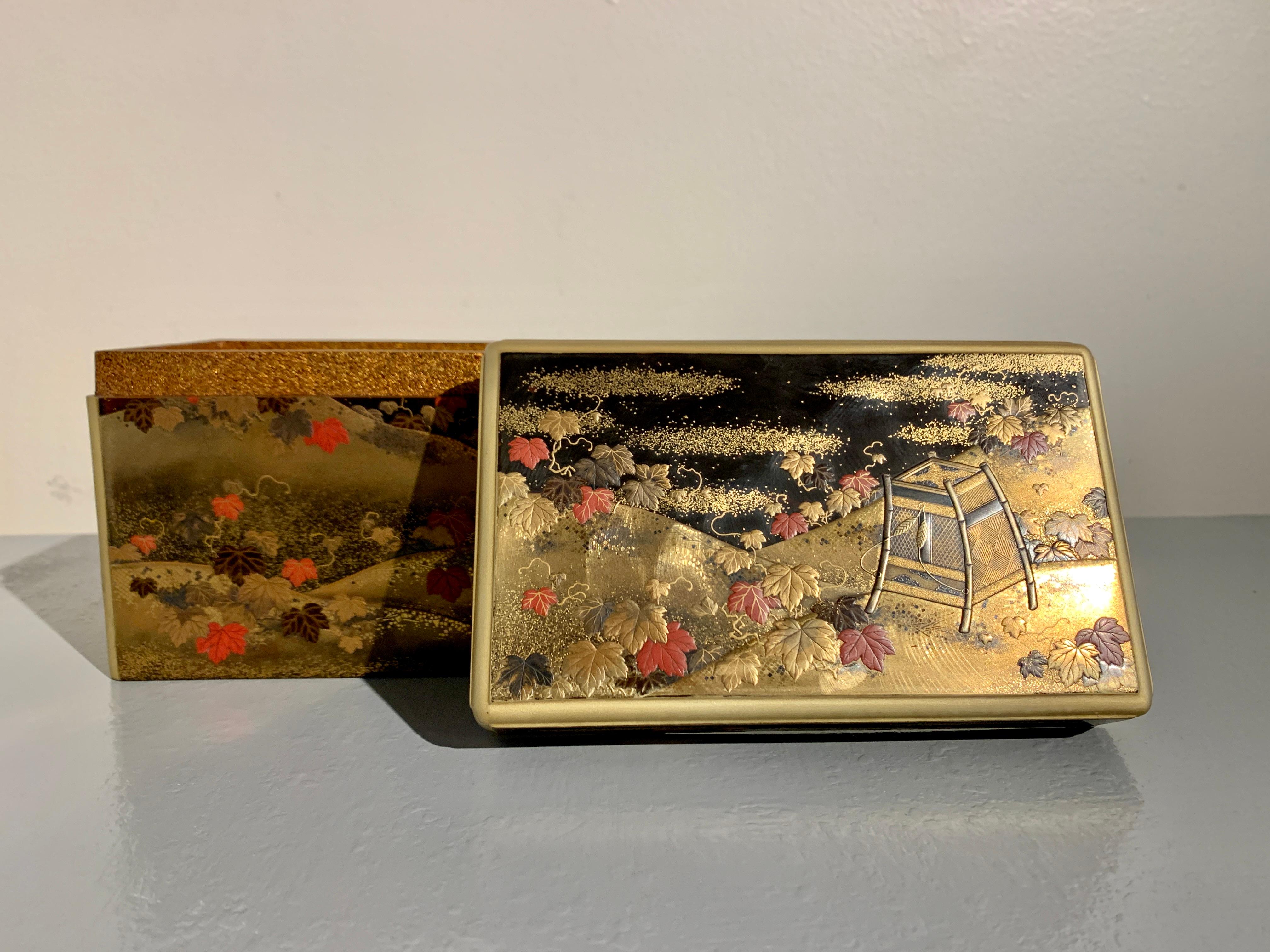 Japanische Lackschachtel, Kobako, „Der Efeuweg“, Edo-Periode, 19. Jahrhundert im Angebot 5