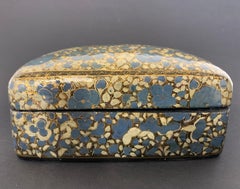 Japanese Lacquer Box with Blue Flowers, circa 1900
