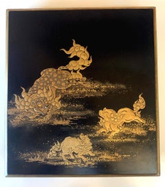 Japanese Lacquer Box with Fine Maki-e Decoration Meiji Period