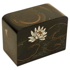 Japanese Lacquer Box with Water Lily Design