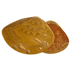 Japanese Lacquer Clam Shaped Incense Box, Kogo, by Zohiko, Meiji Period, Japan