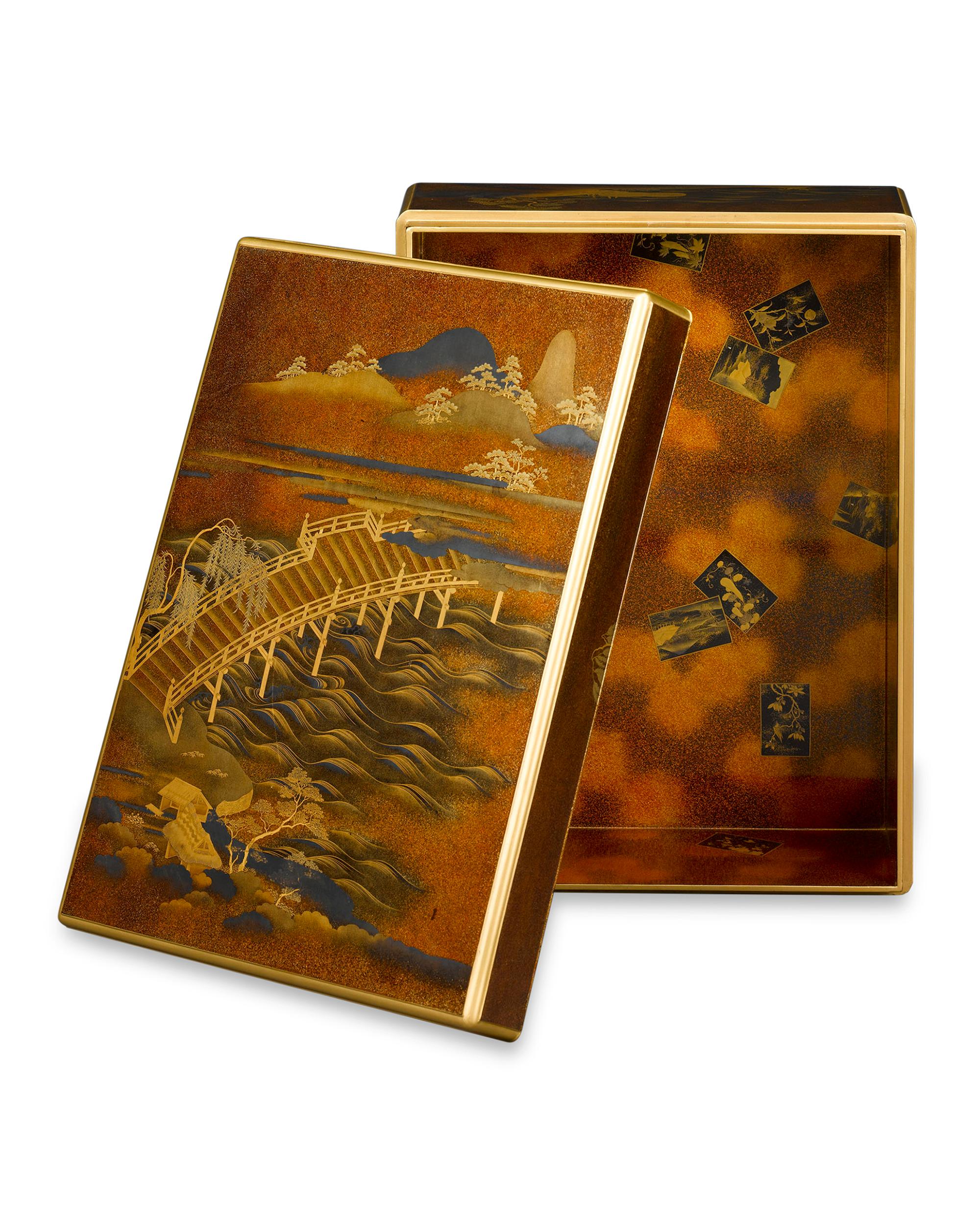 Meiji Japanese Lacquer Document Box and Cover