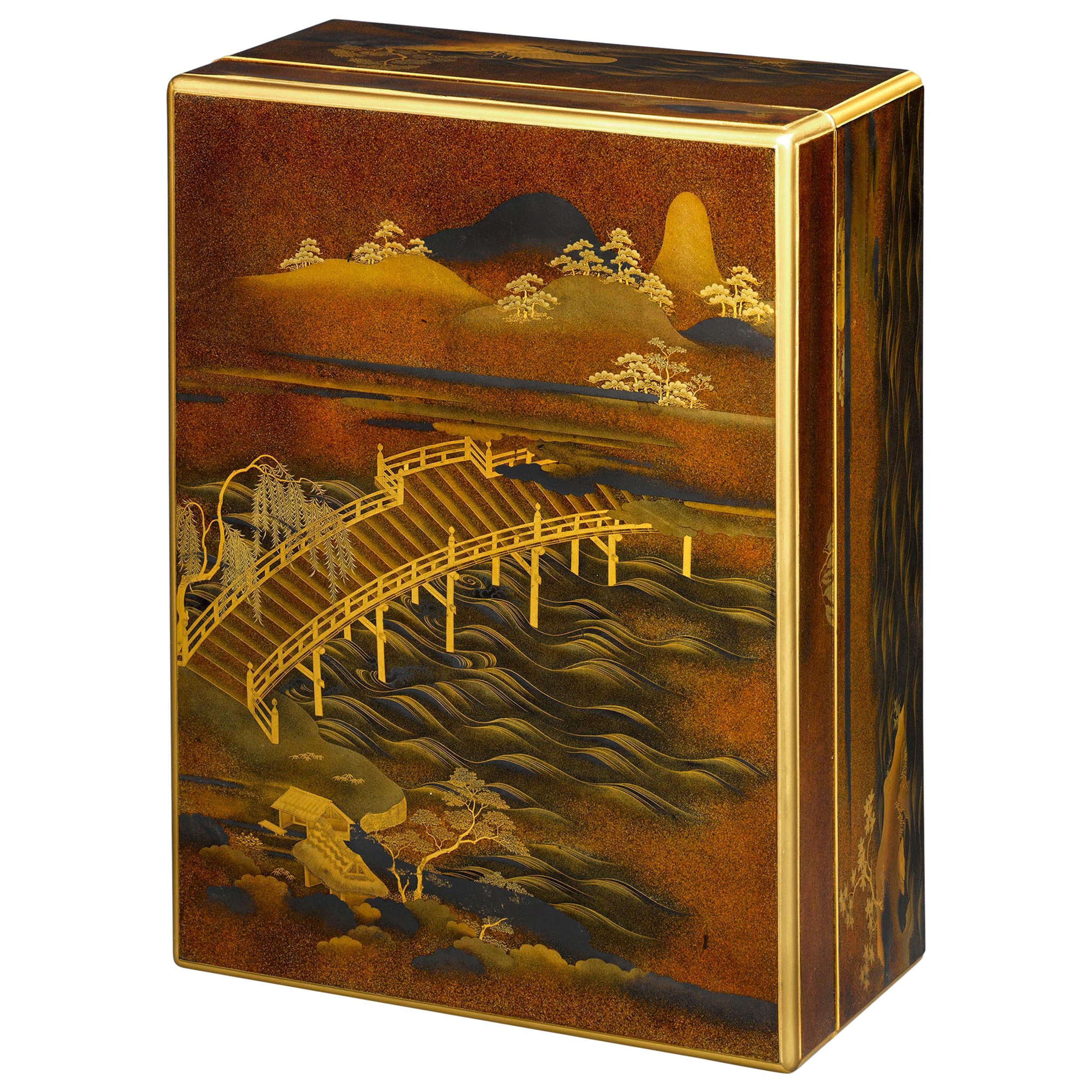 Japanese Lacquer Document Box and Cover