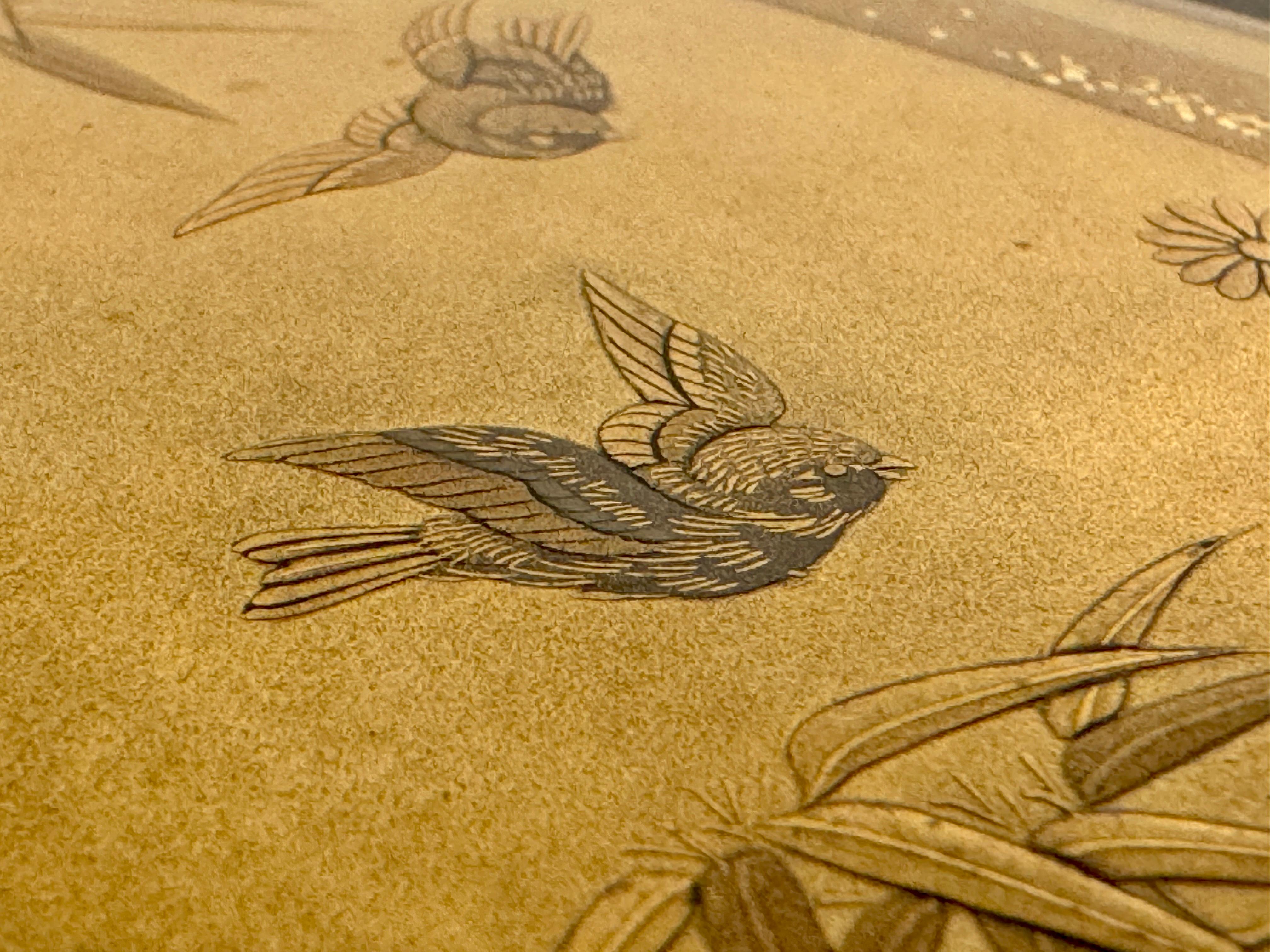 Japanese Lacquer Kobako, Swallows and Bamboo, Edo Period, mid 19th c, Japan For Sale 5