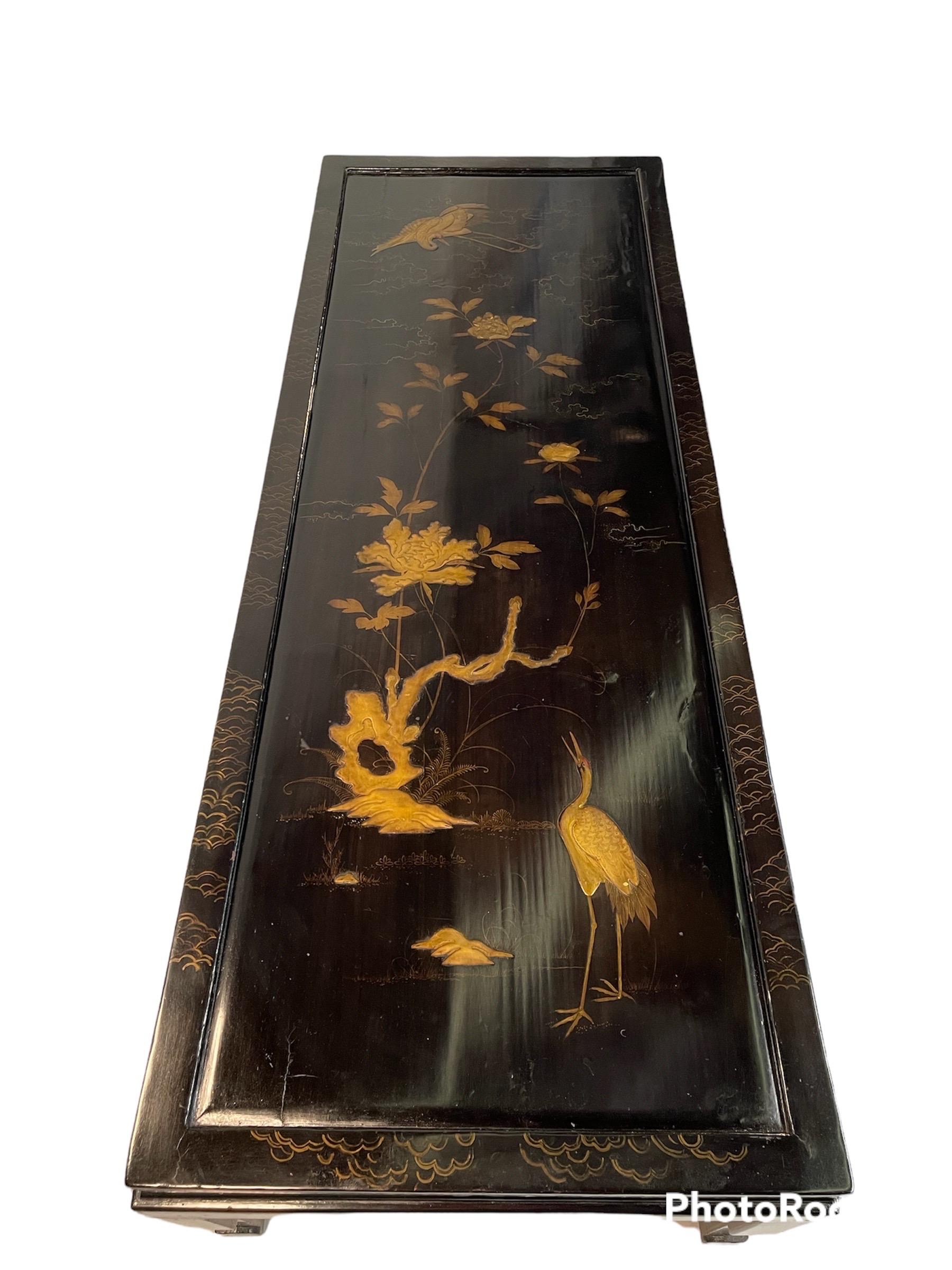 Exquisite 19th century Japanese lacquer & gilt panel mounted on a later ebonized and gilt decorated frame.