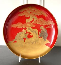 Japanese Lacquer Maki-e Plate of Takasago Story