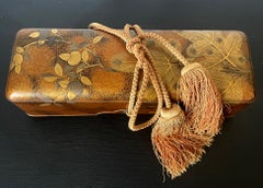 Scatola per rotoli Maki-E in lacca giapponese Fubako di Kansonsai periodo Edo