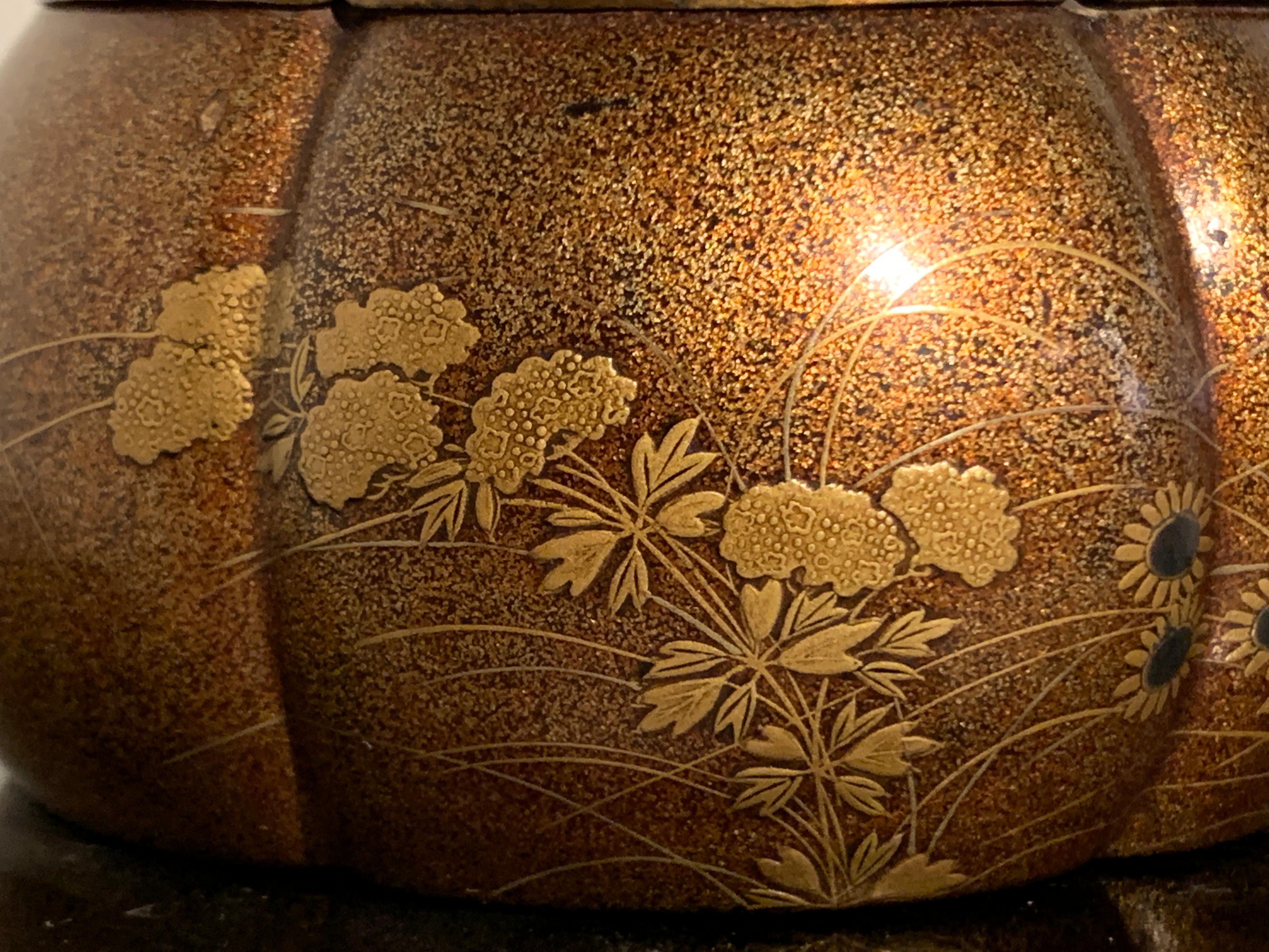 18th Century Japanese Lacquer Melon Shaped Incense Burner, Akoda Koro, Edo Period