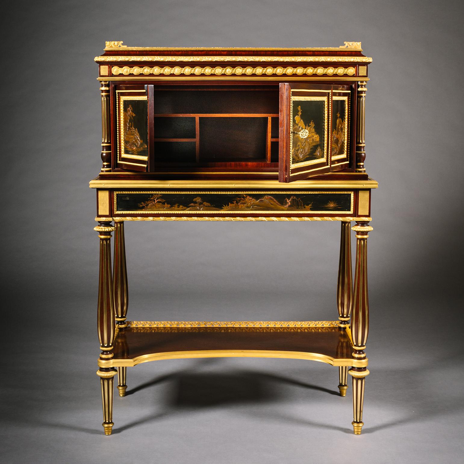 Bonheur du Jour montado en laca japonesa, de Henry Dasson Luis XVI en venta