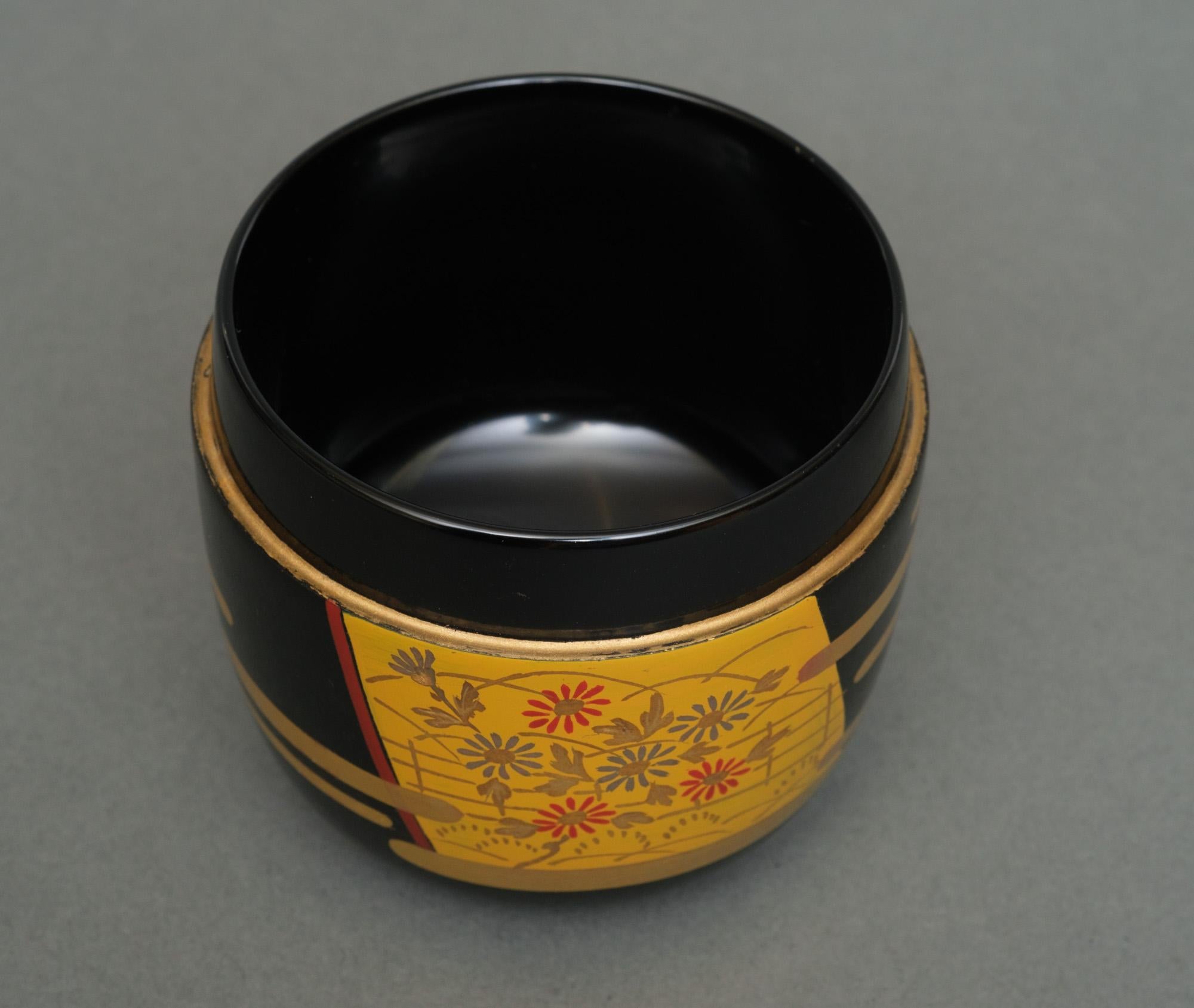 Japanese Lacquer Natsume 棗 with Kimono Design by Takahashi Masayoshi 高橋正良 For Sale 6