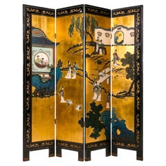 Japanese Lacquer Painted Screen, 1920