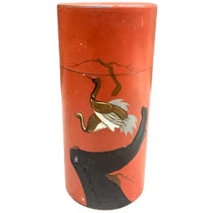 Japanese Lacquer Painted Tole Tea Container