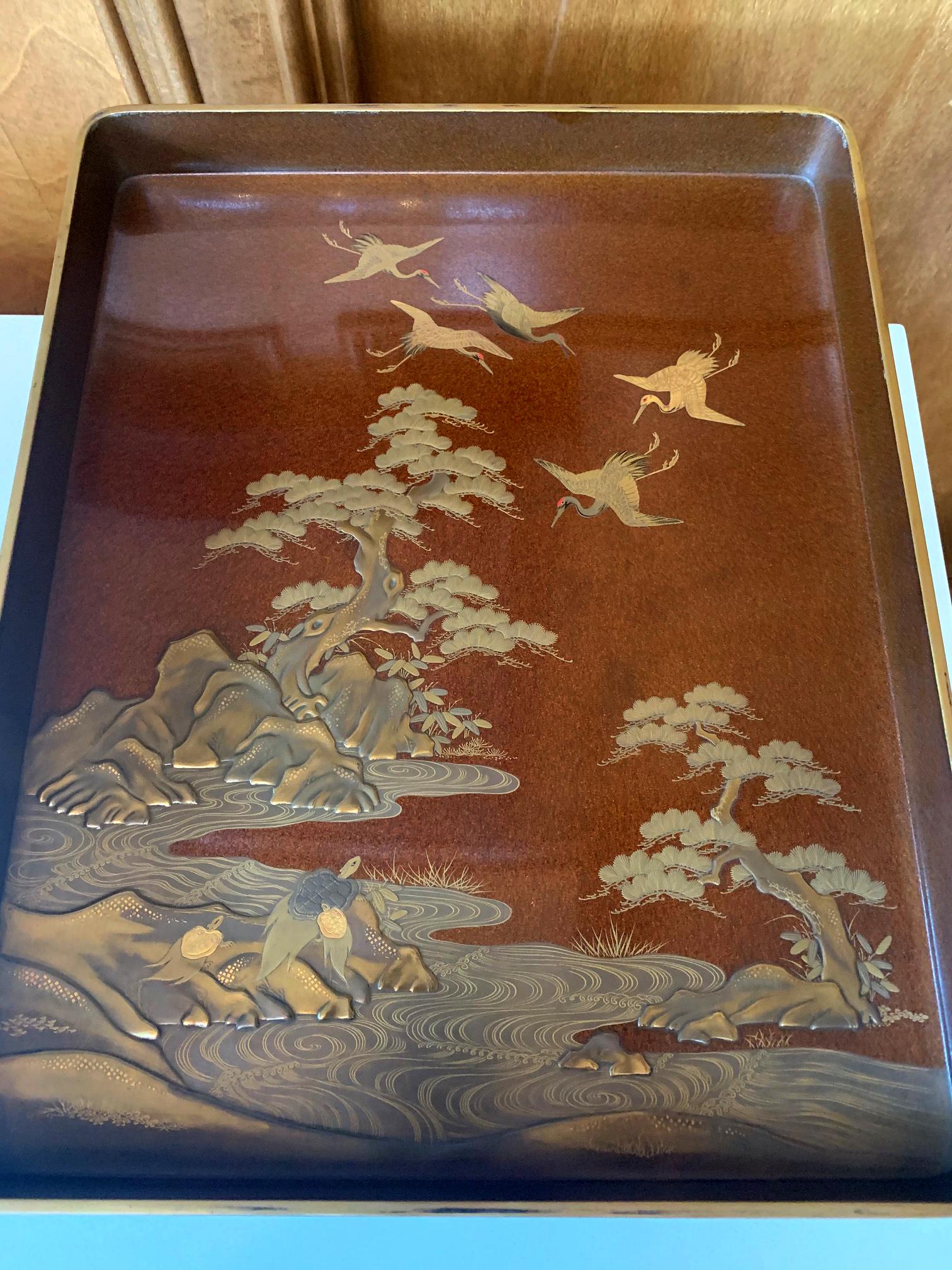 Japanese Lacquer Ryoshibako Document Box Meiji Period For Sale 4