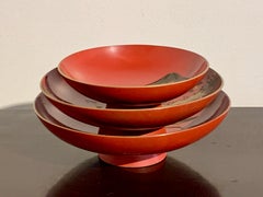 Japanese Lacquer Sake Cups, Set of 3, Meiji Period, Early 20th Century, Japan