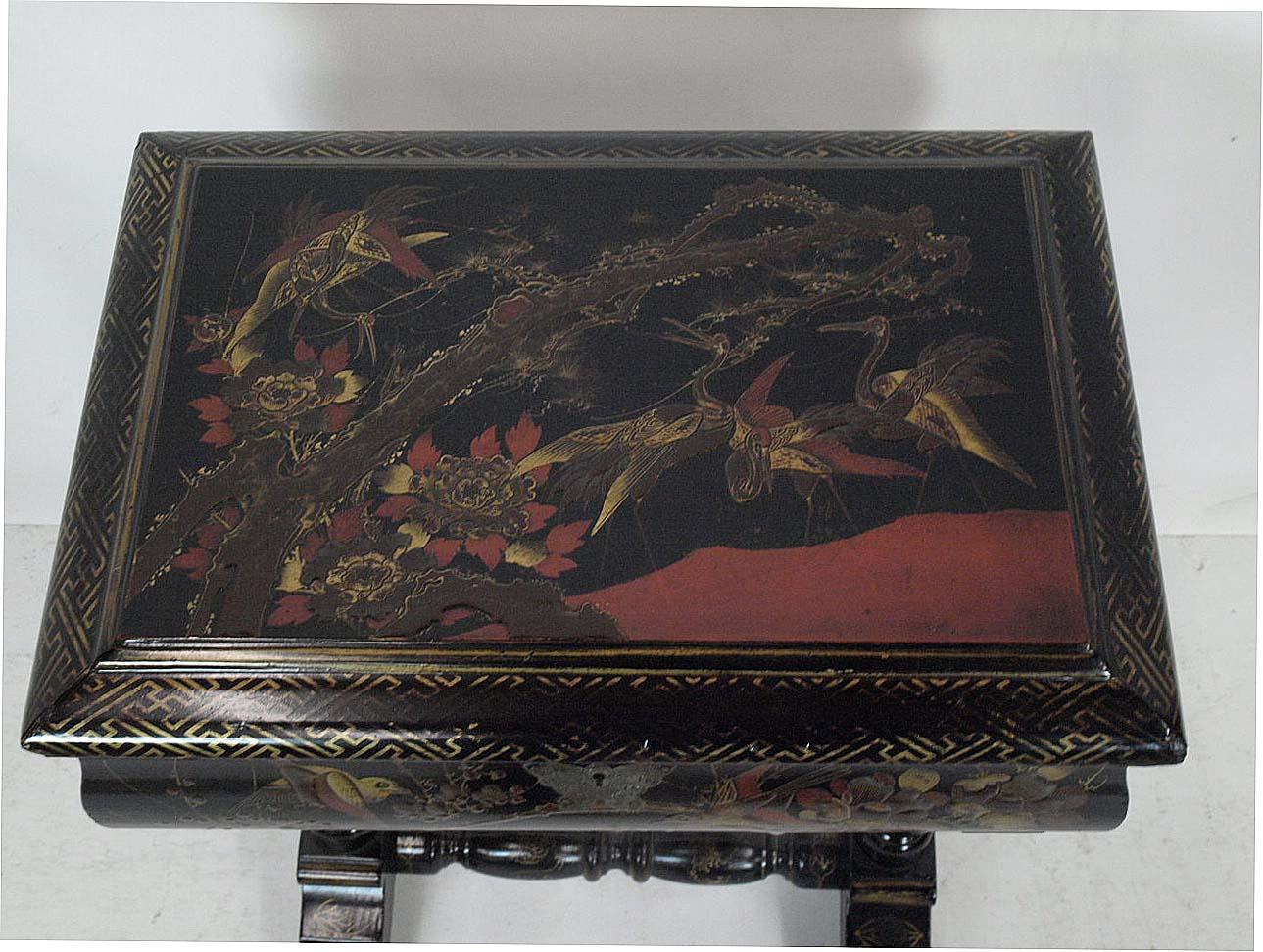 Gilt Japanese Lacquer Sewing Table For Sale