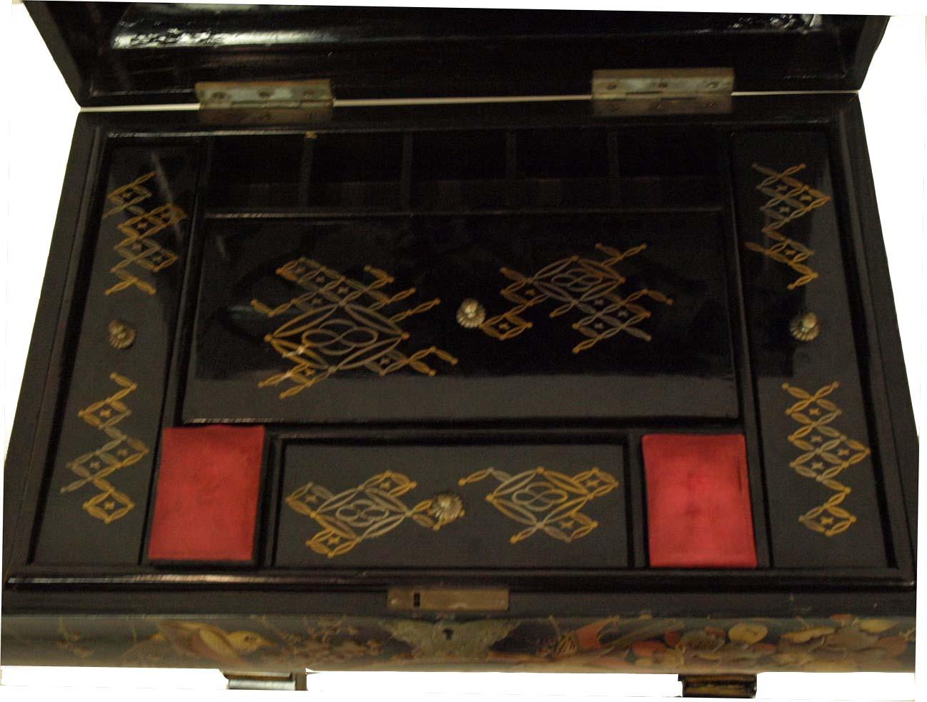 Paint Japanese Lacquer Sewing Table For Sale