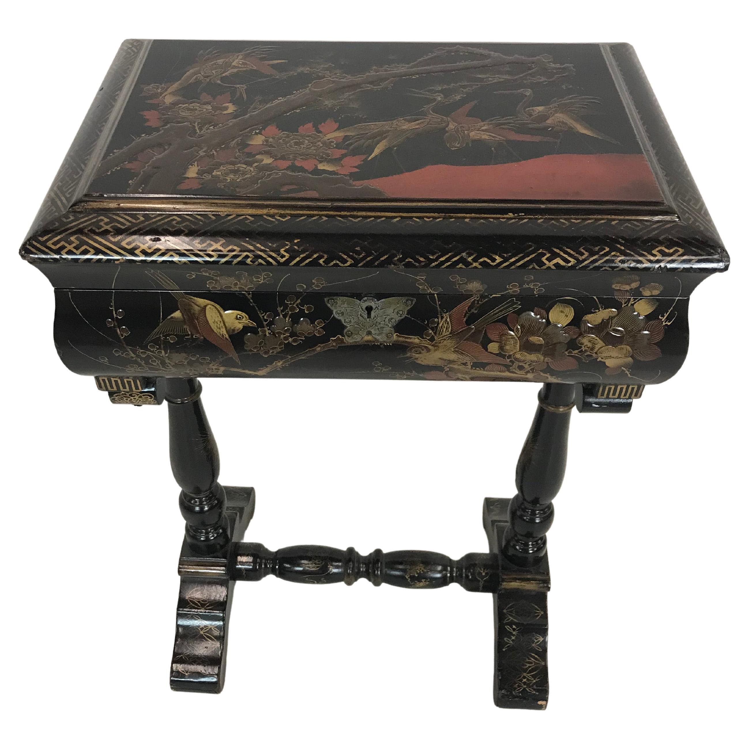 Japanese Lacquer Sewing Table For Sale