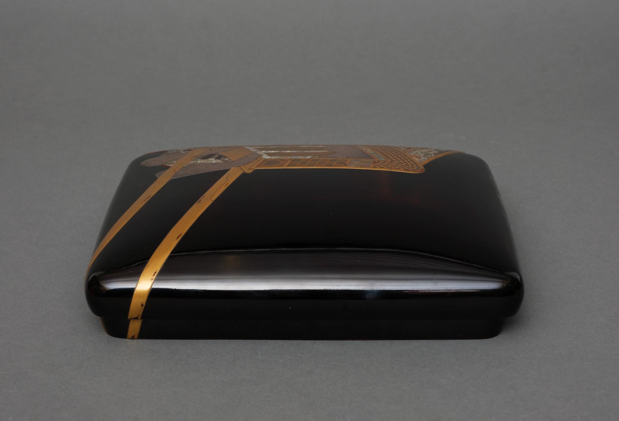 Suzuri'bako 硯箱 (Schreibkasten) aus japanischem Lack mit Design im Stil der Rinpa-Schule im Angebot 7