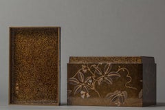 Japanese Lacquer Tea Box 'Chabako' with Flower Design