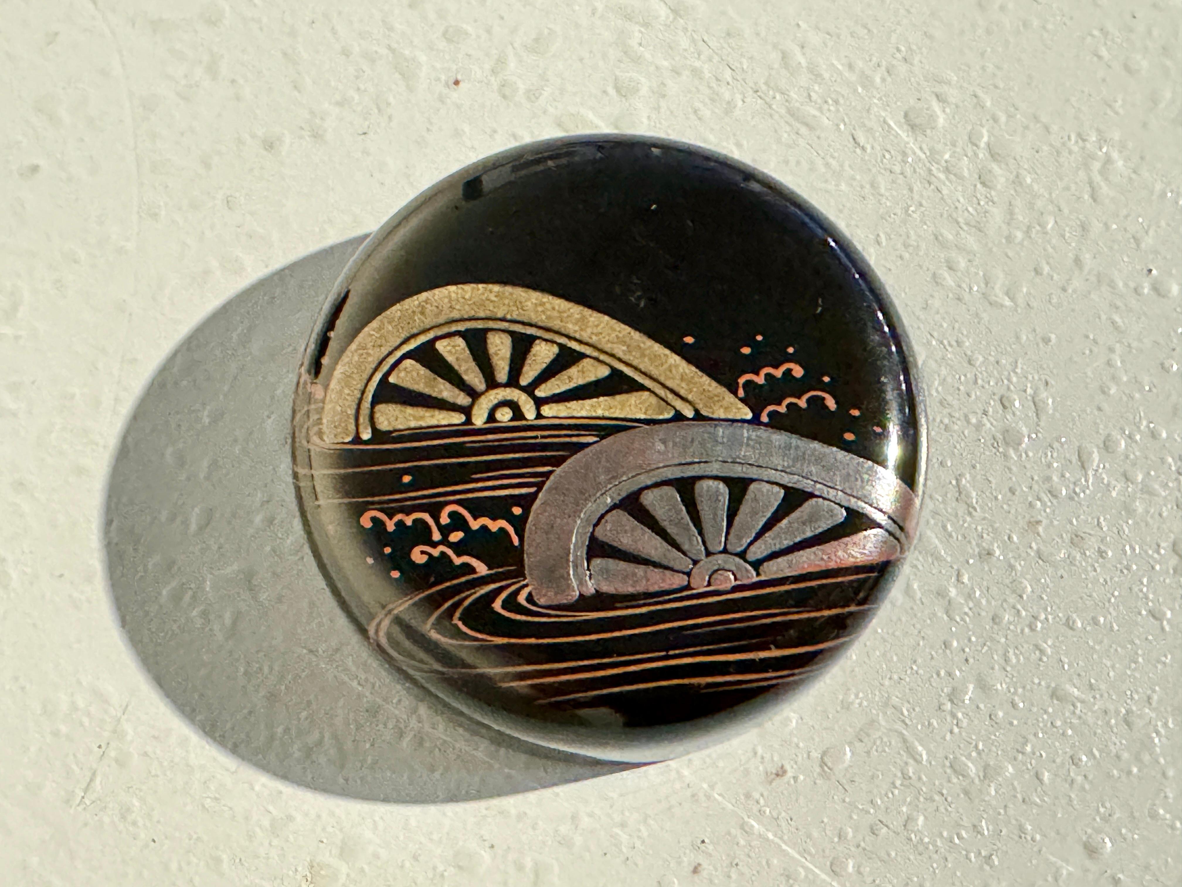 Mid-20th Century Japanese Lacquer Tea Caddy, Natsume, Cart Wheels, Showa Era, 1960's, Japan For Sale