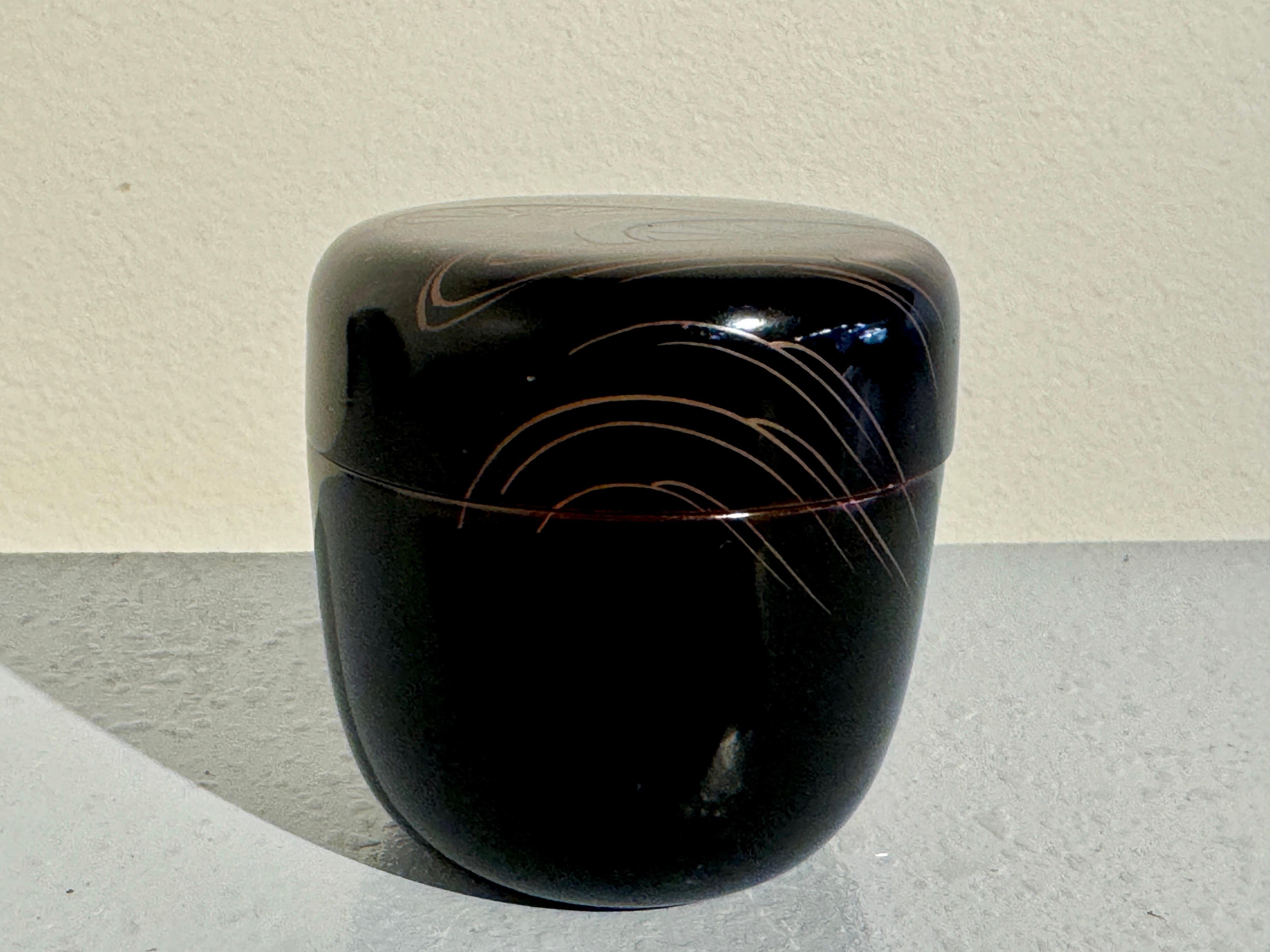 Softwood Japanese Lacquer Tea Caddy, Natsume, Cart Wheels, Showa Era, 1960's, Japan For Sale