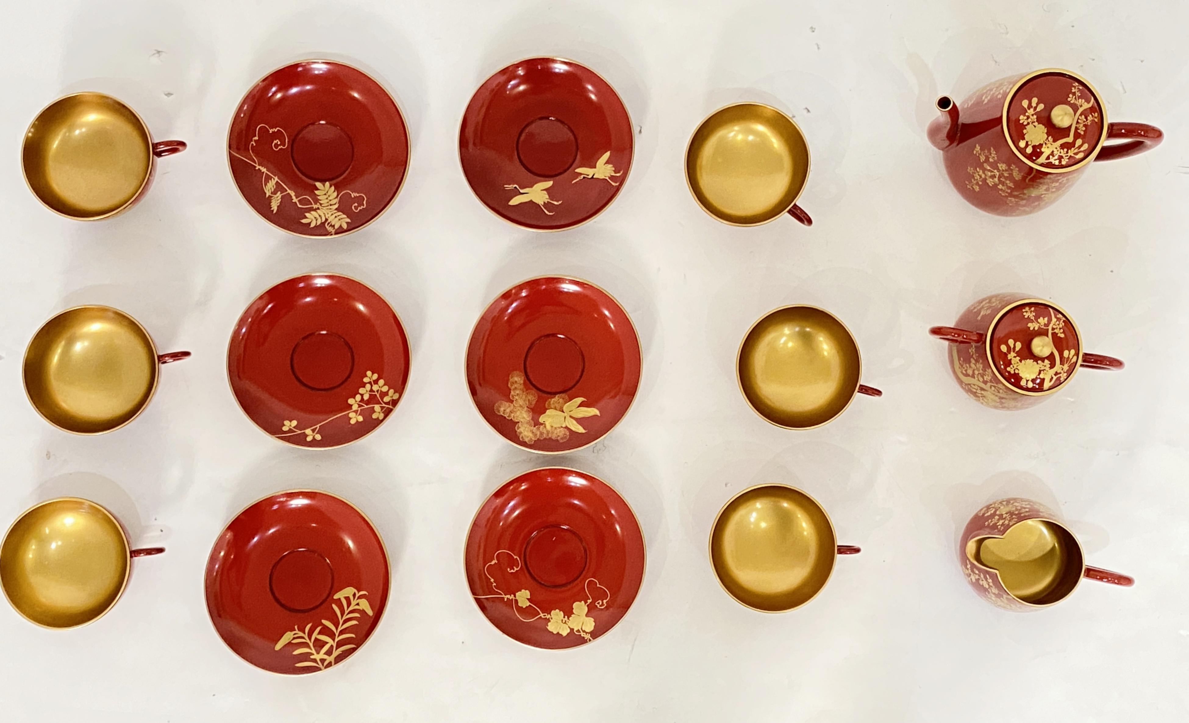 Japanisches Lackteeset und Serviertabletts in Originalverpackung im Angebot 2