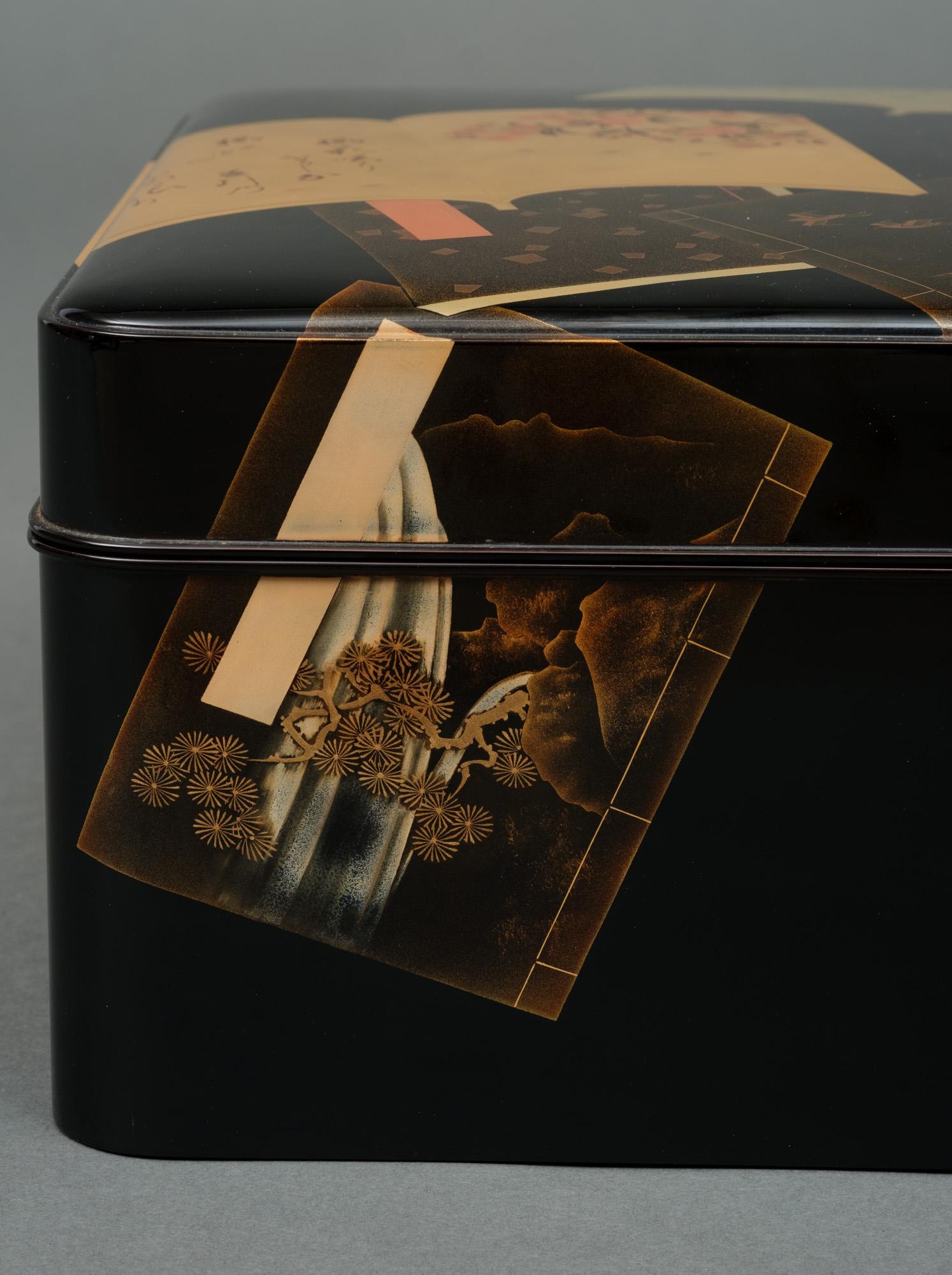 Hand-Crafted Japanese lacquer tebako 手箱 (box for personal accessories) with book design For Sale