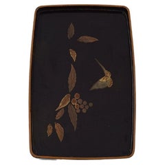 Antique Japanese Lacquer Tray in Exotic Wood, Early 20th C