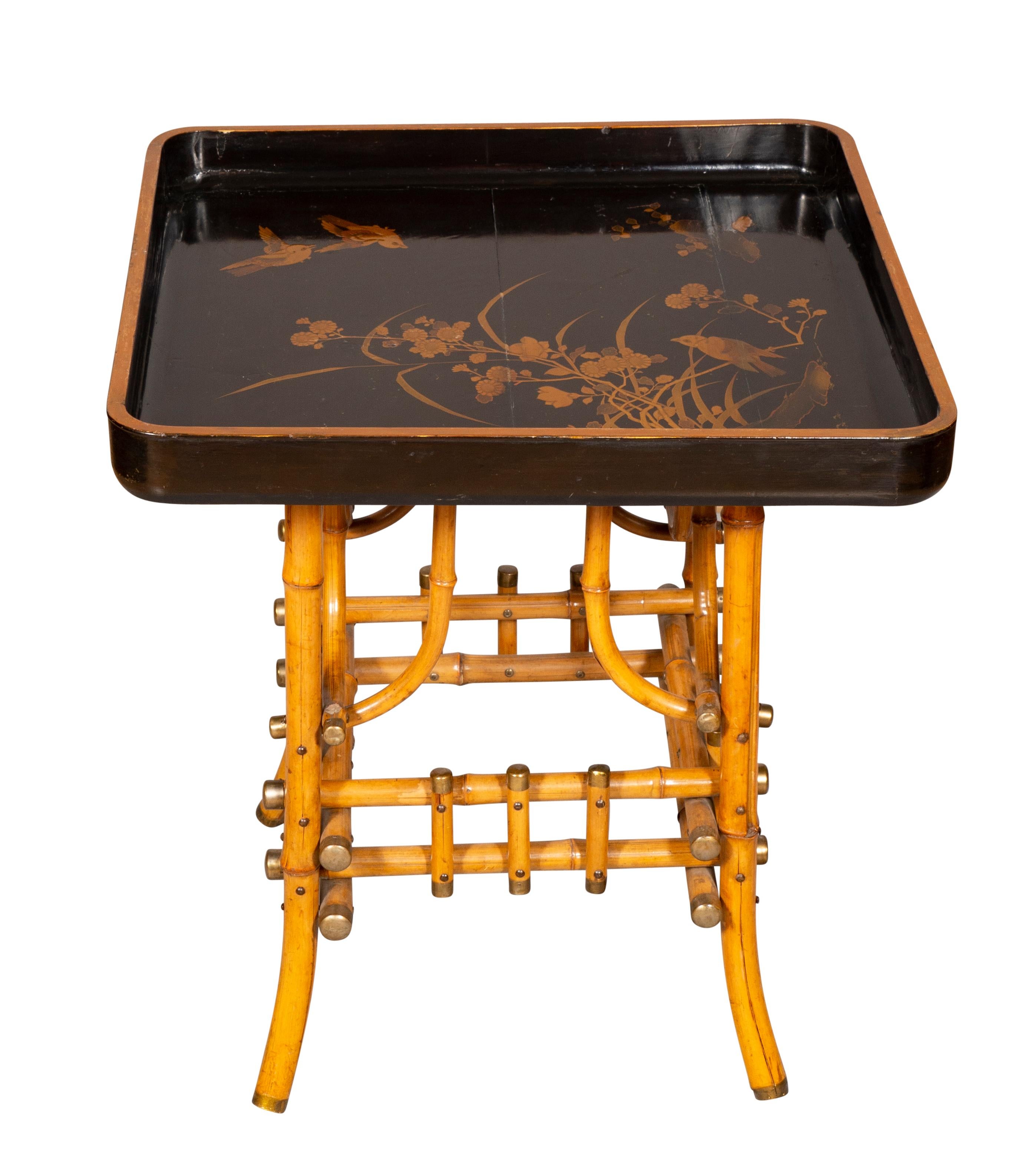 Japanese Lacquer Tray on Bamboo Base 1