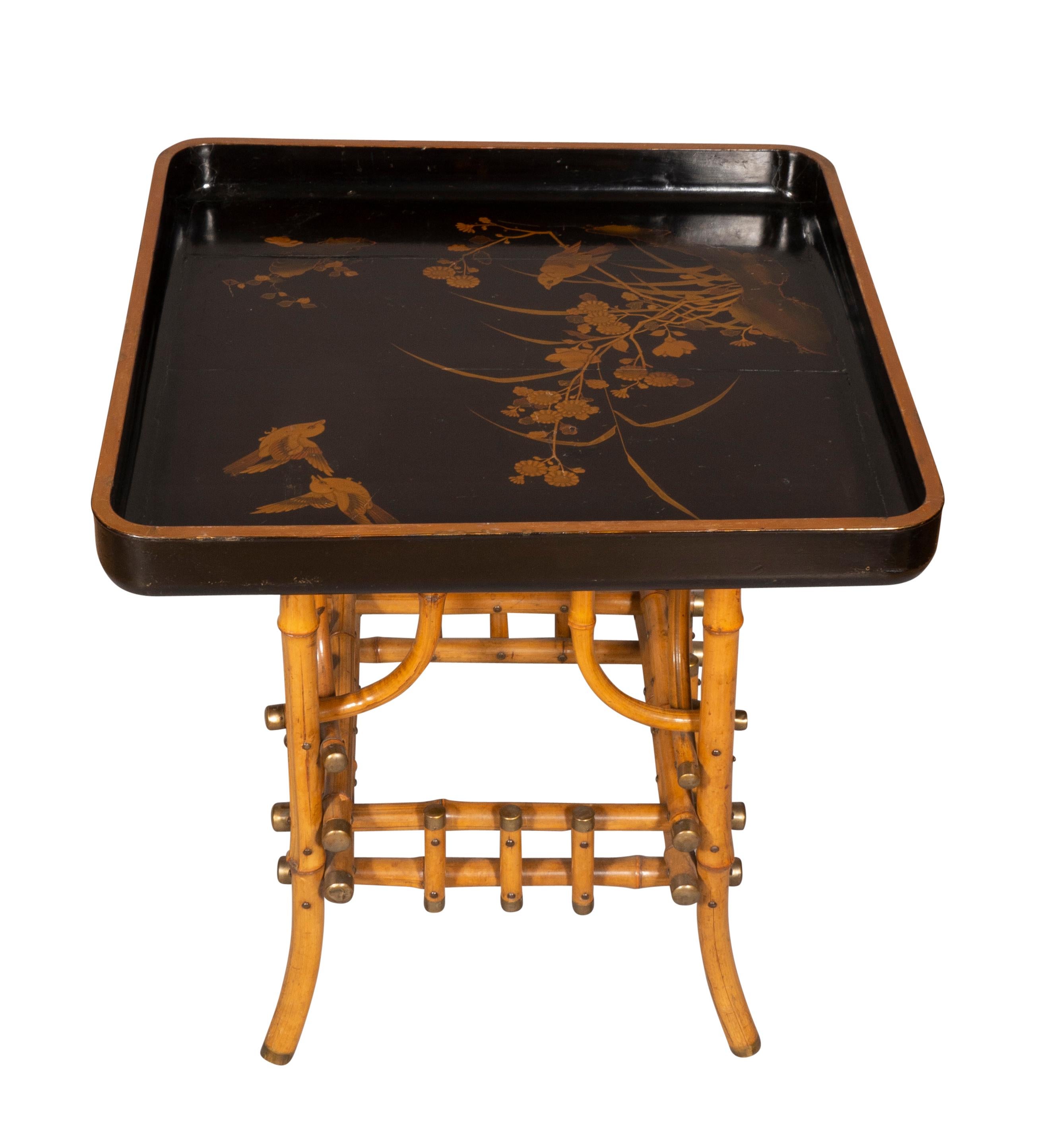 Japanese Lacquer Tray on Bamboo Base 4