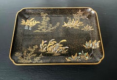 Japanese Lacquer Tray with Maki-e and Inlay Hara Yoyusai Edo Period
