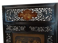 Japanese Lacquer Two Fold Samurai Warrior Screen