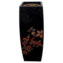 Japanese Lacquer Vase with Painted Floral Decoration, circa 1930