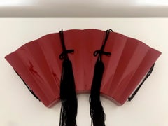 Japanese Lacquer Ware Fan-Shaped Box with Compartments