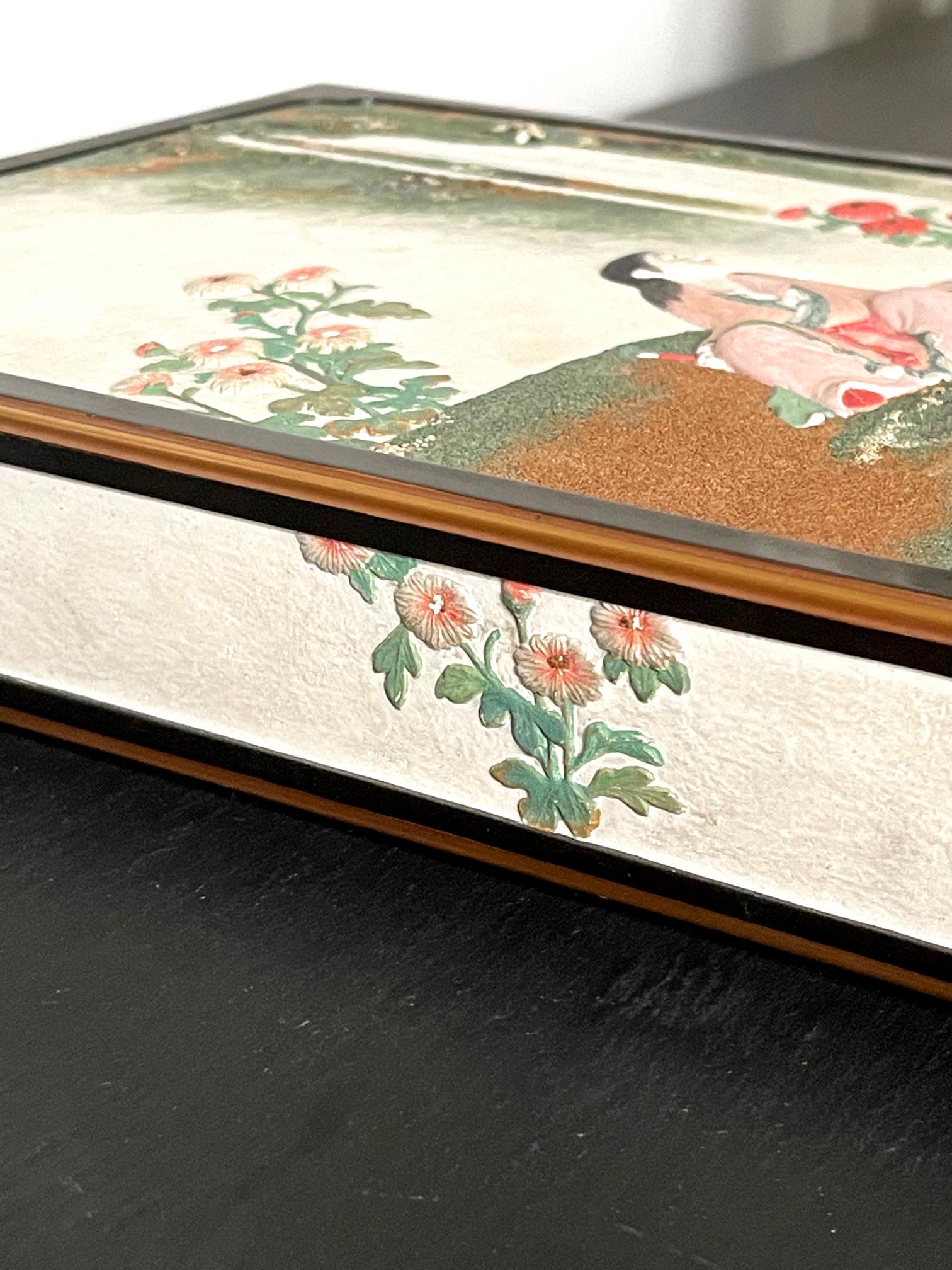 Rare Japanese Lacquer Writing Box Suzuribako Meiji Period For Sale 12