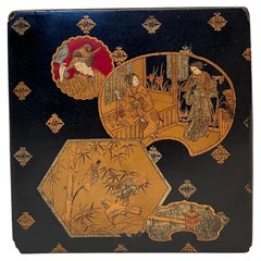 Portagioie giapponese laccato nero e oro 1900