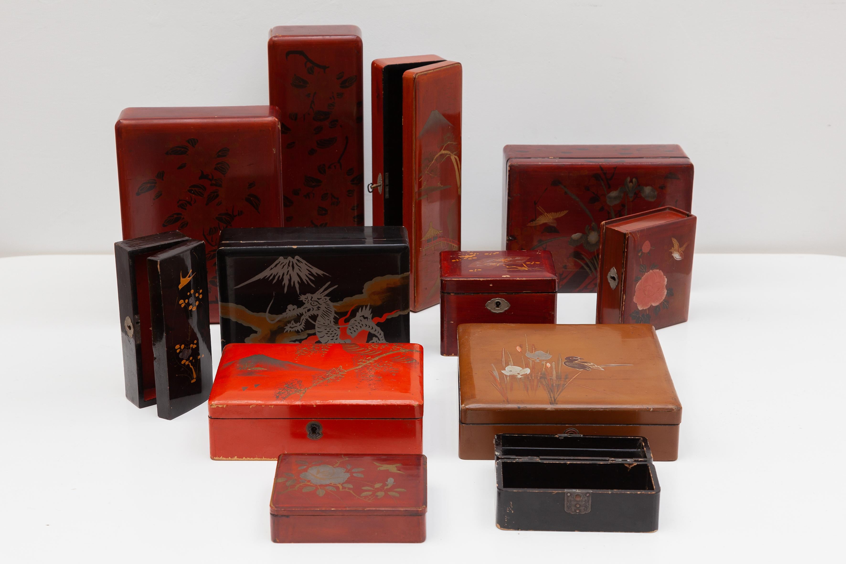 Japonisme Japanese Lacquered Boxes Collection, Wunderkammer Objects