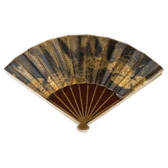 Antique Japanese Lacquered Fan-Shaped Kobako 'Box'