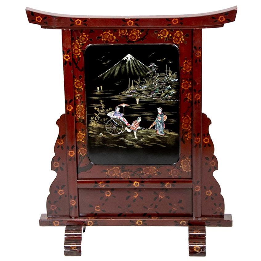 Japanese Lacquered Fire Screen
