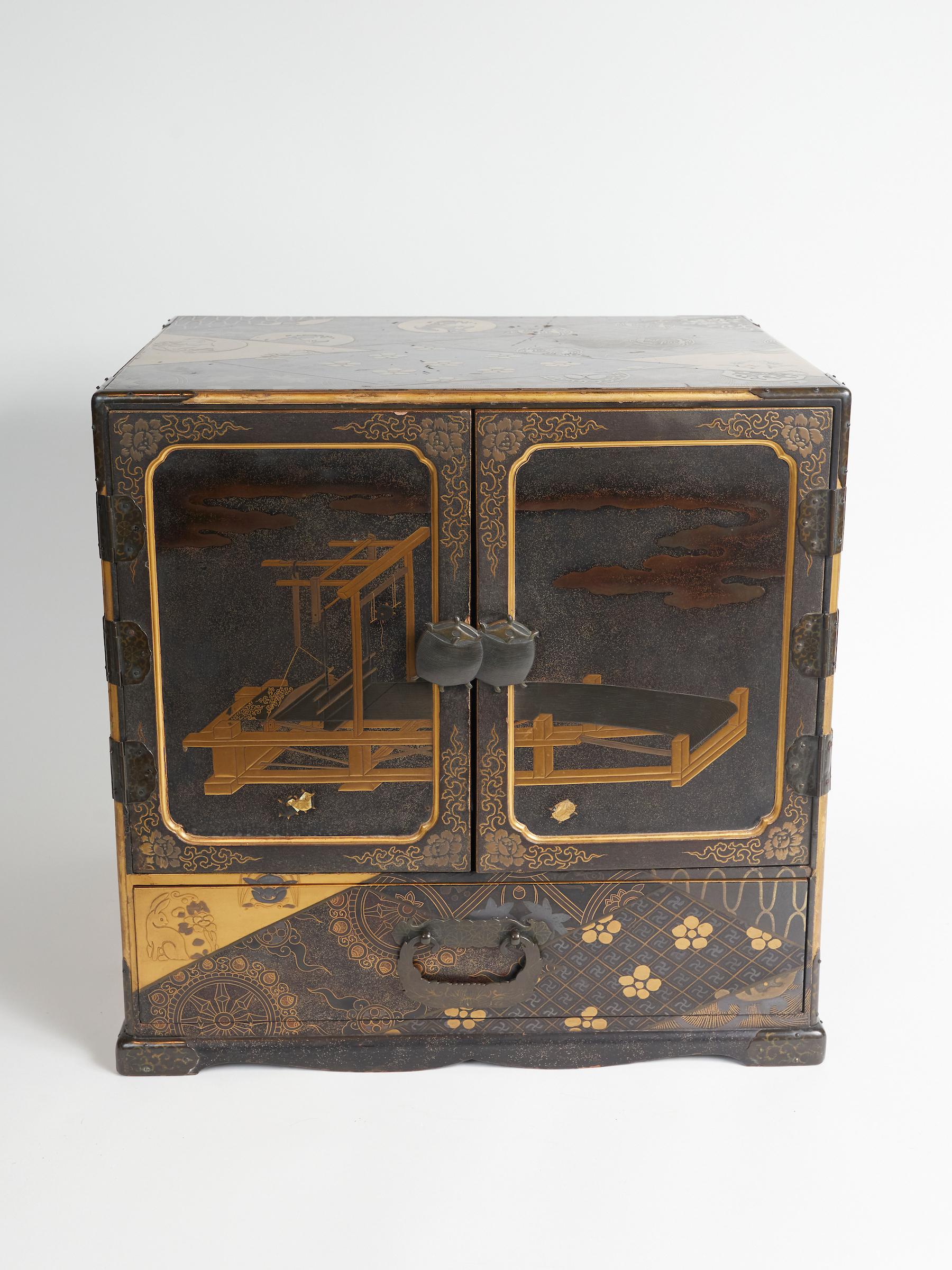 Japanese lacquered Meiji Period cabinet.