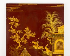 Japanese Lacquered Moriage Panel of Hunting Scene