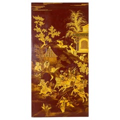 Japanese Lacquered Moriage Panel of Hunting Scene