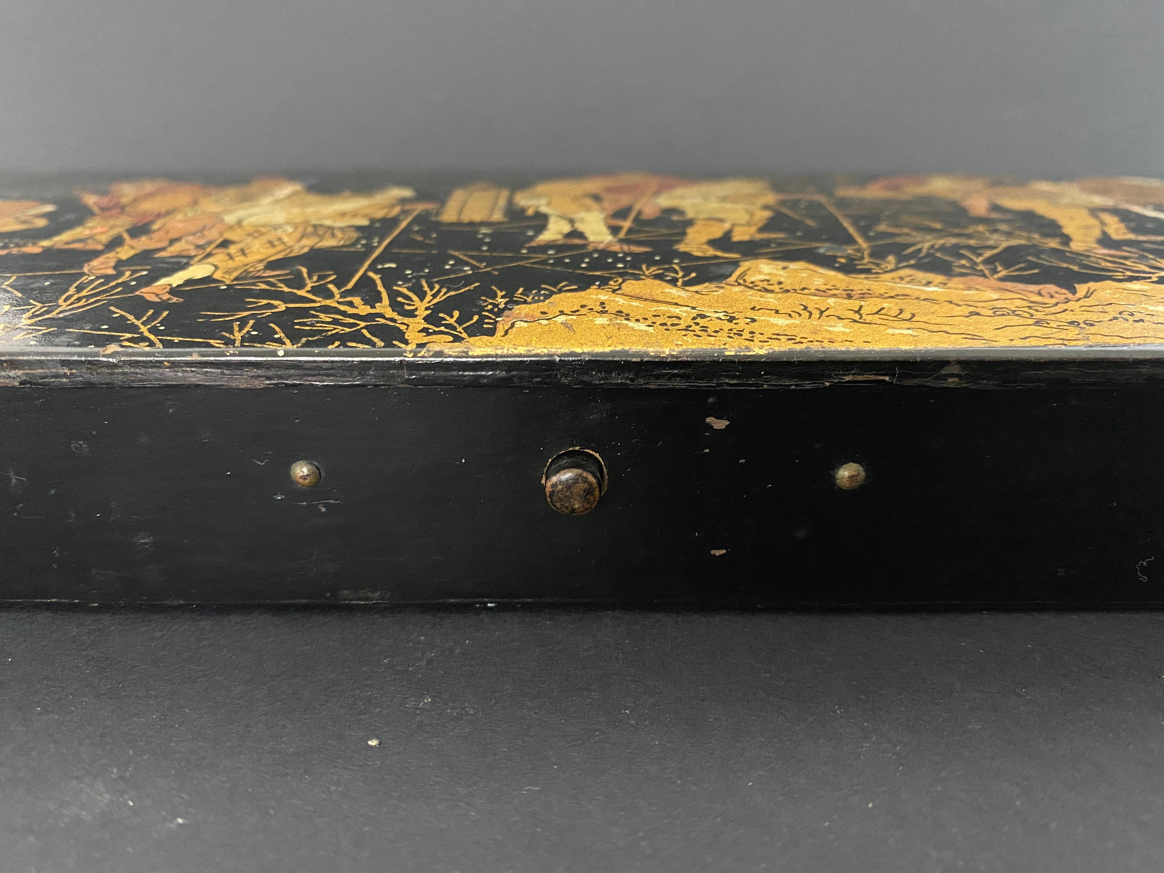 Wood Japanese Lacquered Pencil Box Late 19th Century