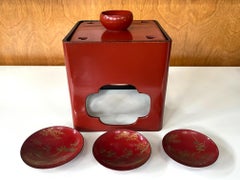 Japanese Lacquered Sake Drinking Set Meiji Period