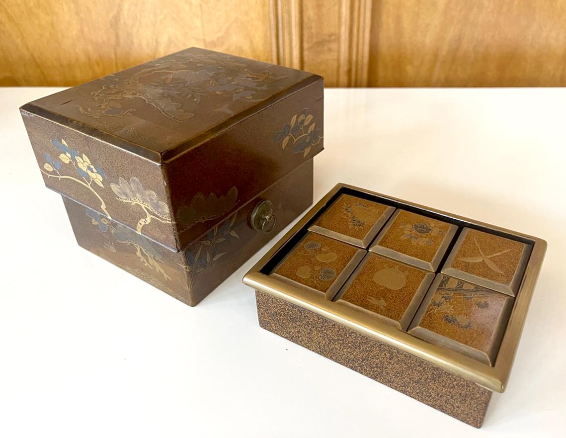 Japanese Lacquered Set of Boxes Tebako In Good Condition In Atlanta, GA