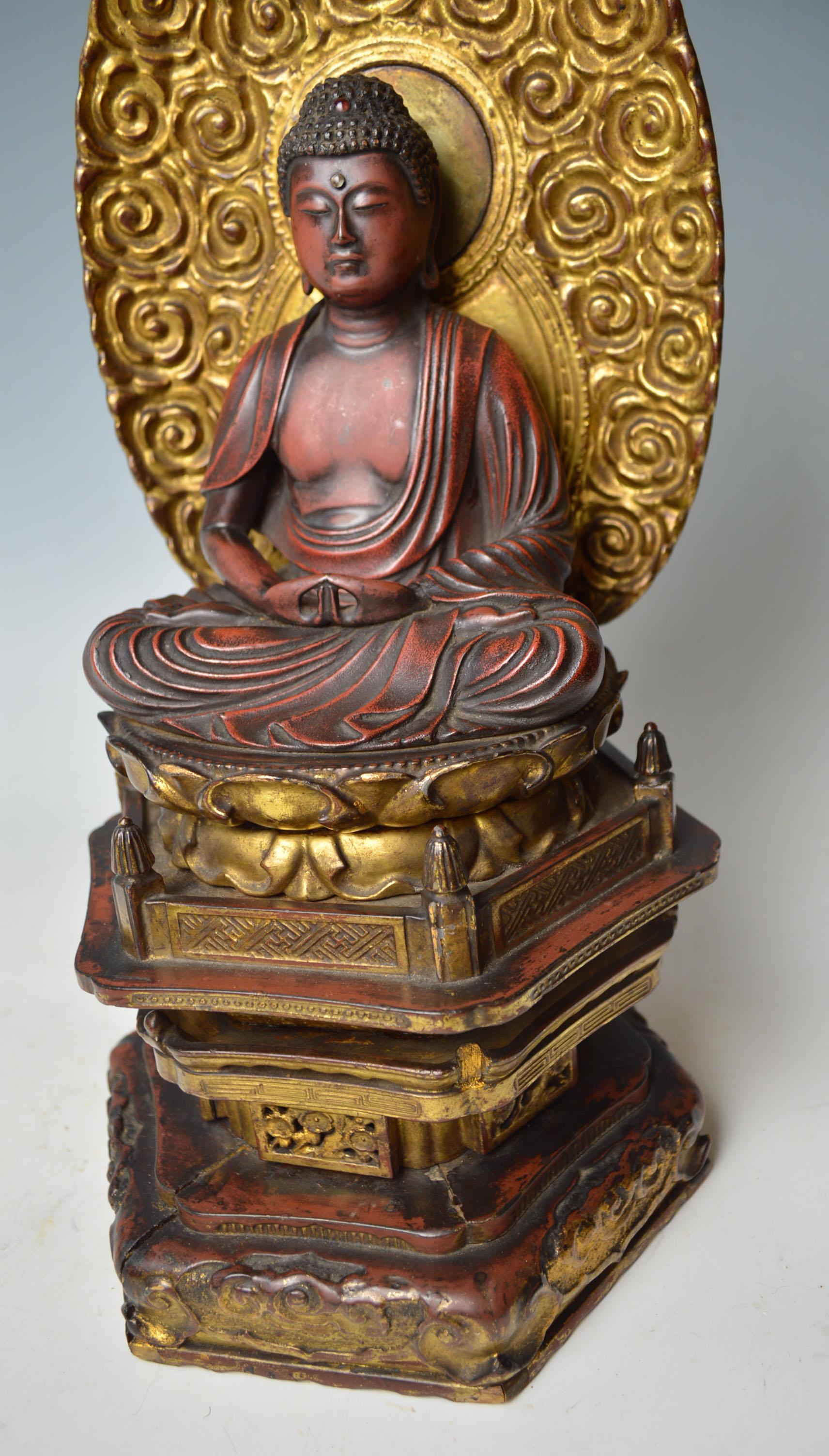 Carved Japanese Lacquered Wood Buddha, Circa 18th / 19th Century Asian Antiques 中国古董