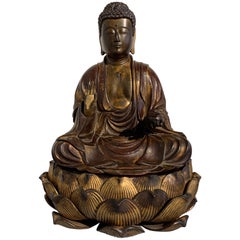 Japanese Lacquered Wood Medicine Buddha, Yakushi Nyorai, Edo Period